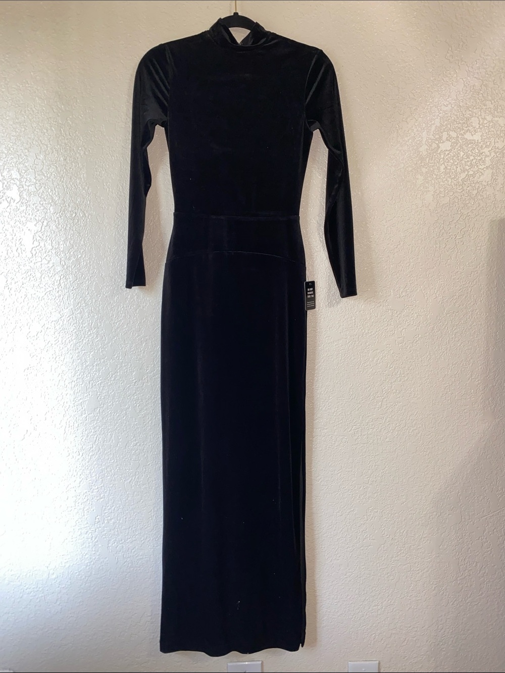 Express Black Velvet Long Sleeve Maxi Dress
